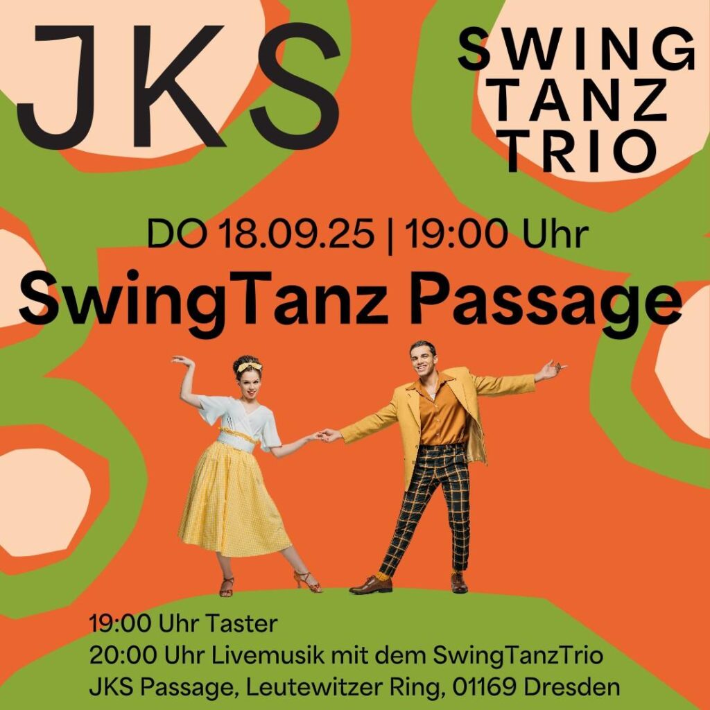 Nächste SwingTanzPassage mit Live Musik am 18.09.2025 um 19:00 in der JKS Passage in Dresden-Gorbitz